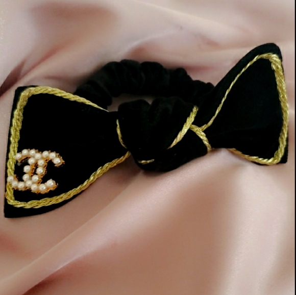 CHANEL Accessories - Black and gold chanel hair tie